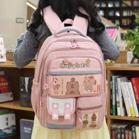 Sac à Dos Enfant Kawaii Capybara Rose – حقيبة ظهر للأطفال وردي