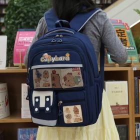 Sac à Dos Enfant Kawaii Capybara Bleu Nuit – حقيبة ظهر للأطفال أزرق ليلي