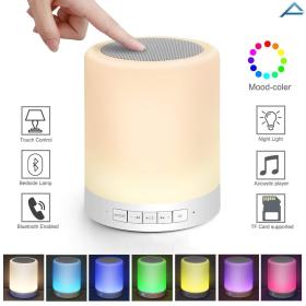 مكبر صوت بلوتوث عالي الجودة مع ضوء لمسي متعدد الالوان - Haut-parleur Bluetooth + veilleuse tactile LED colorée  /AUX / TF CART/USB