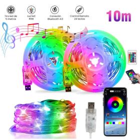 كابل ليد متعدد الالوان مضاد للماء 10امتار - App Smart LED RGB 10m Bluetooth/Musique Contrôle IP 65 étanche