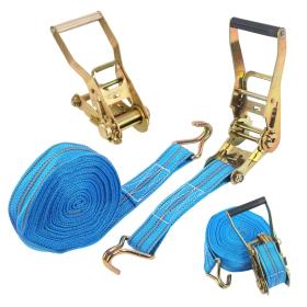 حزام السقاطة 10 متر خطاف معدني مزدوج 10000 رطل، للسفر والتثبيت والشحن - Sangle à cliquet 10M double crochet en métal 10000Lbs, pour Déplacement, Fixation, Cargo