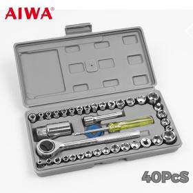 علبة مكونة من 40 مفتاح ربط - Caisse De 40 Clés À Douilles Mixtes 1/4″ Et 3/8″ Aiwa