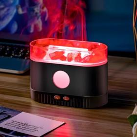 موزع روائح الزيوت العطرية باللهب مع صخور الملح الكريستالي 200 مل - Humidificateur flamme multicolore des huiles essentielles aromatiques en pierre de sel 200ml