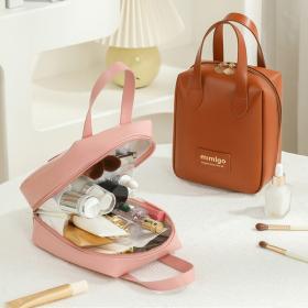 حقيبة مستحضرات التجميل من الجلد الصناعي بسحاب مزدوج - Pochette cosmétique ensimili cuir à double fermeture éclair