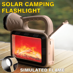 مصباح تخييم بالطاقة الشمسية مع شحن متعدد الوظائف وبنك طاقة - lampe de camping solaire LED à flamme d'atmosphère multifonction charge USB et Power-bank