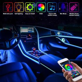 شريط إضاءة لداخل السيارة - Bande lumineuse LED en néon RGB pour intérieur de voiture